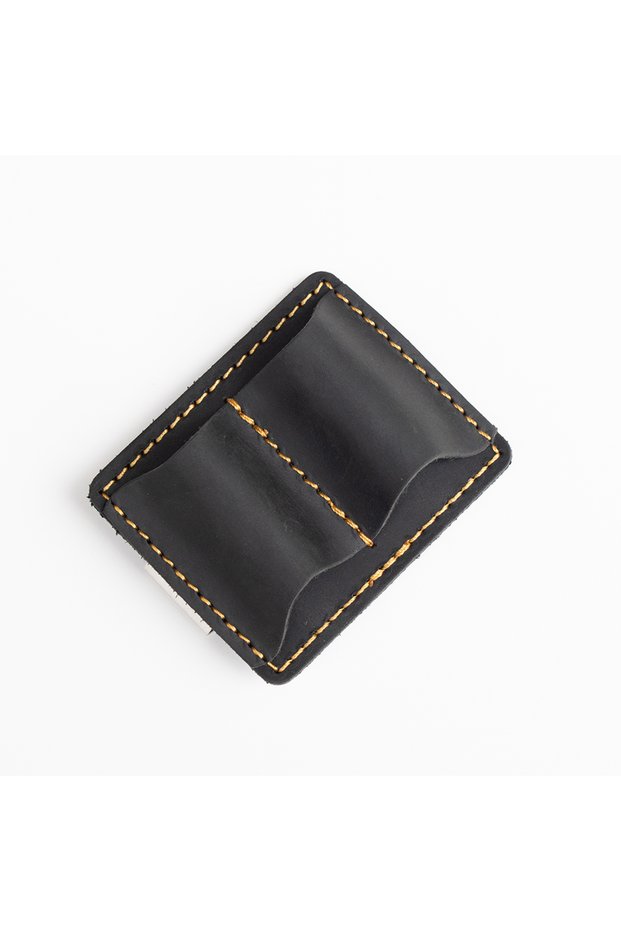 Double black Cowhide Pen Holder, Made of Vintage Crazy Horse Leather, Suitable for Travelers' Hand B