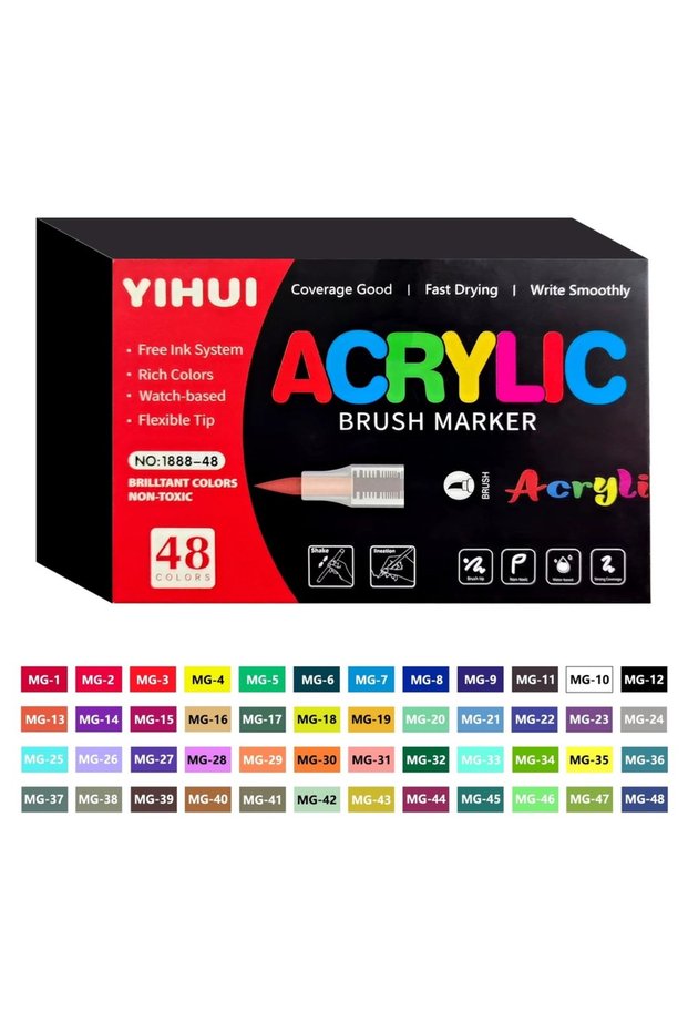 48 colors 12/24/36/48/60 Colors Acrylic Paint Pens Markers Brush Tip Paint Markers For Rock Painting