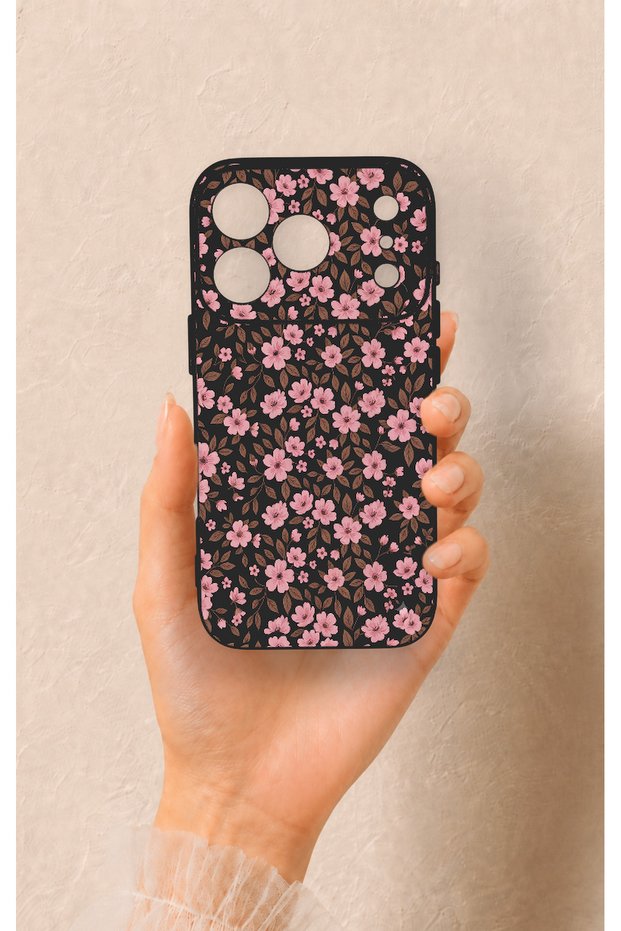 iPhone 17 Pro Compatible Mini Pink Floral Pattern Silicone Case