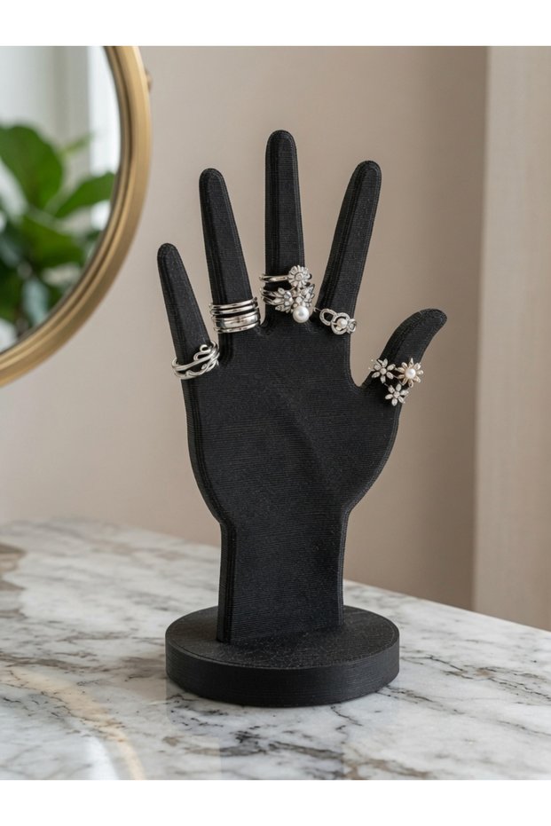 18 cm Plastic Hand Jewelry Stand Black | Ring Stand Jewelry Display Organizer Showcase and Home Decor