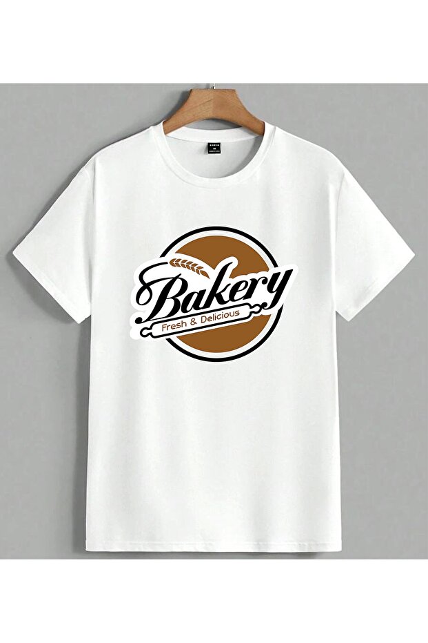 Bakery Bread Logo Fresh Printed Unisex Oversize T-Shirt White