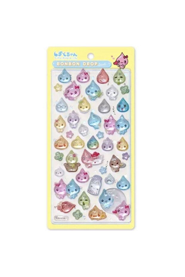 yellow Vintage Small Water Drop Embossed 3D Crystal Stickers Cute Glitter Raindrop Crystal Epoxy DIY