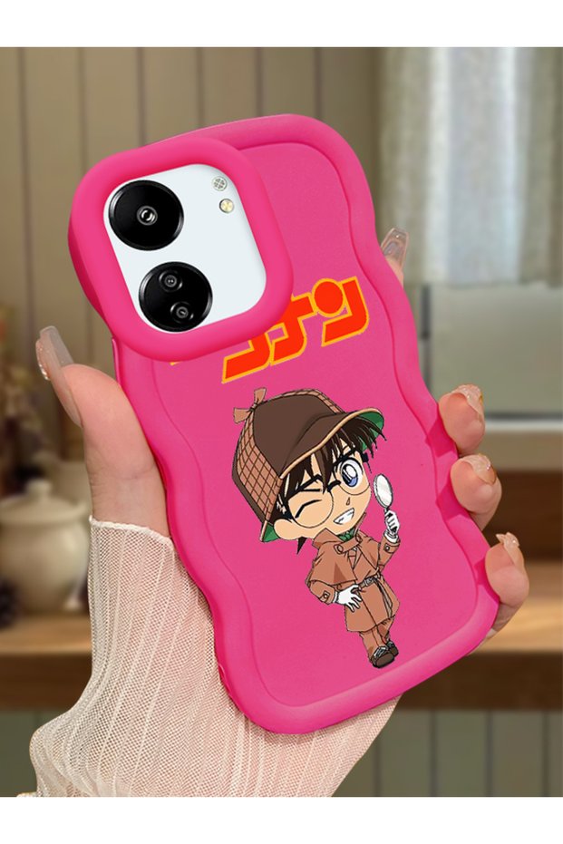 Poco C65 Compatible Case Camera Protector Red Silicone Couple Phone Case Conan Pattern