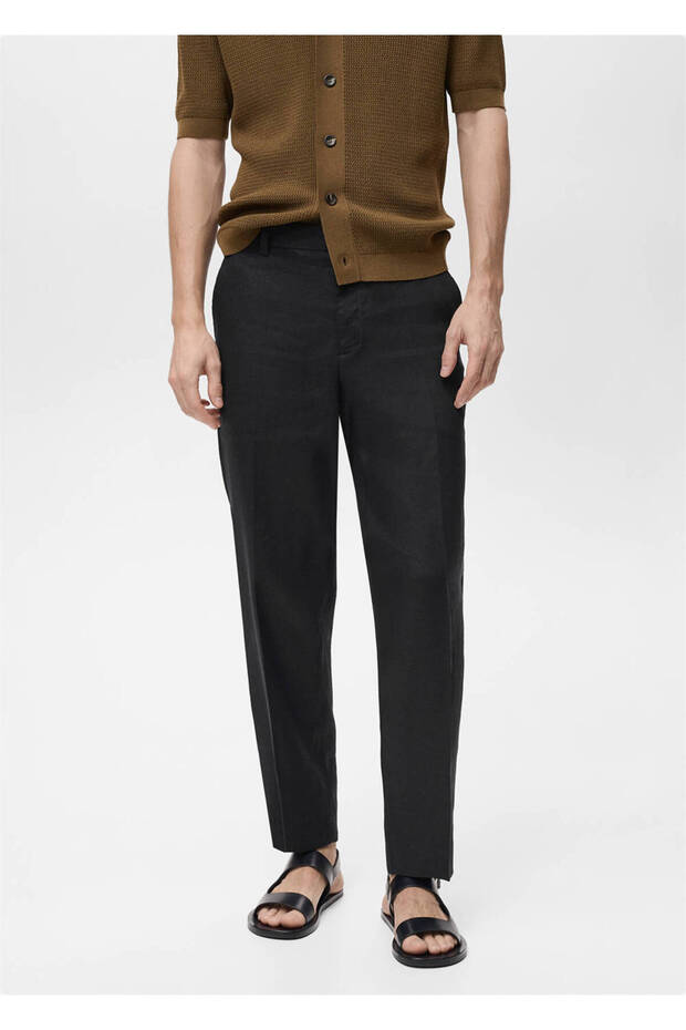 %100 keten regular fit pantolon