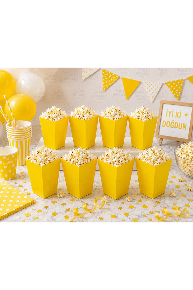 Popcorn Box Yellow 8-Piece Corn Box Popcorn Box Chips Box Snack Box Party Birthday
