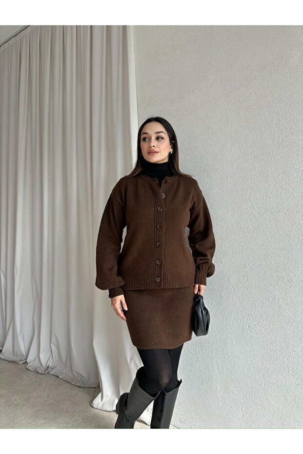 Mi̇rela Knitwear Set 8272 - Bitter Brown