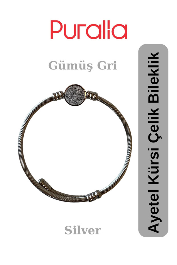 Ayetel Kürsi Wire Twisted Steel Bracelet - Silver Gray