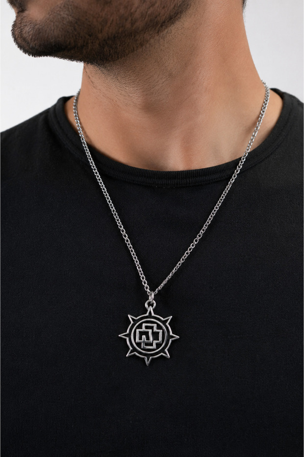 Rammstein Logo Black Silver Color Rock Metal Necklace Gift Accessory