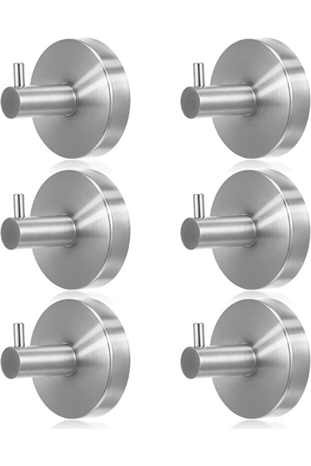 Vacuum Suction Cup Hooks - Strong Vacuum Hooks - Reusable - Pack of 6 - 304 SS - Towel Rack - Single Hook Load Capacity 10-15 kg - Silver