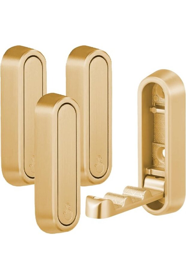 4-Piece Foldable Gold Wall Hooks, Foldable Clothes Hooks, Towel Hooks, Foldable Wall Hooks, Backpack Hooks, Multi-Purpose Hooks, Bathrobe Hooks (Gold)