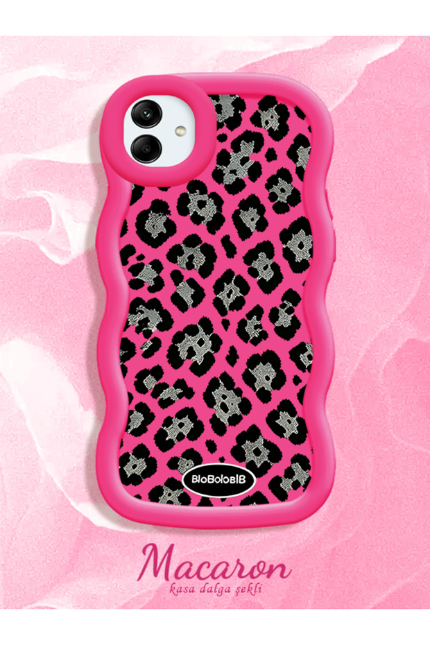 Samsung Galaxy A04 Compatible Wavy Frame Leopard Print High Quality Silicone Phone Case