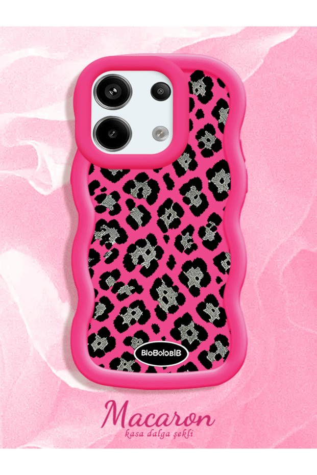 Redmi Note 13 Pro 5g Compatible Wavy Frame Leopard Print High Quality Silicone Phone Case