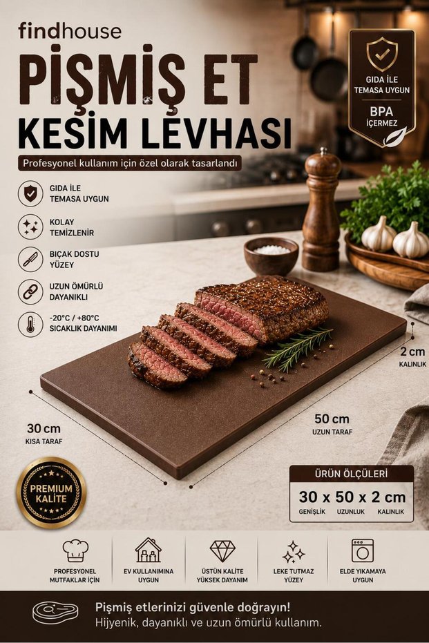 Colorful Polyethylene Meat, Chicken, Vegetable Cutting Board Cutting Sheet 30X50X2 cm Butcher, Restaurant, Cafe, Hotel, Market