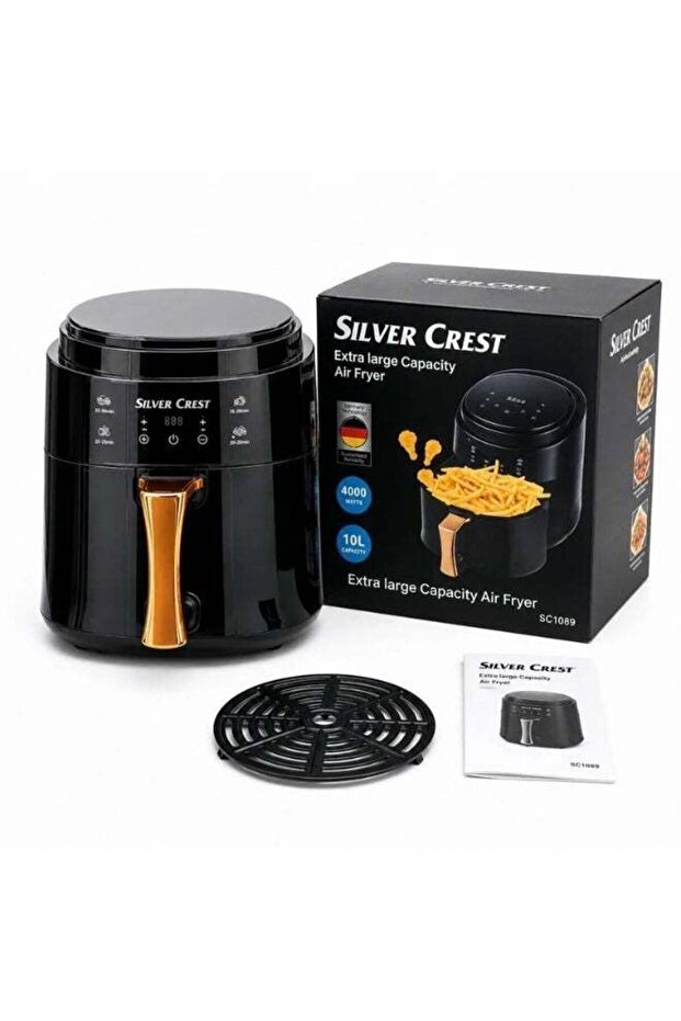 Extra Large 10L Air Fryer 4000W Healthy Oil Free Fryer with LED Touch Panel, Adjustable Temperature Control, Timer Function, Easy Clean Basket, Perfect for Fries, Chicken, Fish and Snacks
