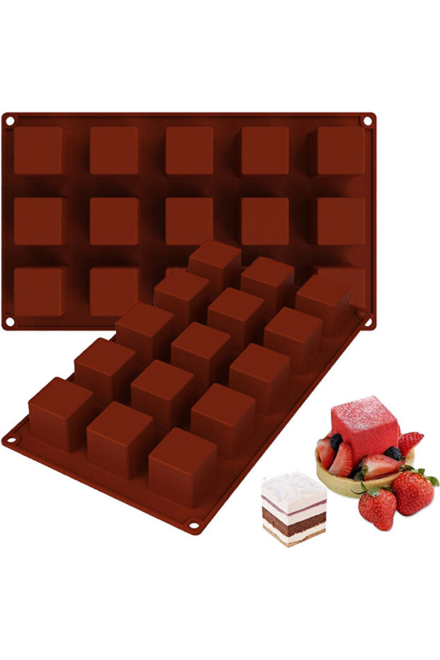 Square silicone molds, 2-pack mousse cake baking molds, suitable for desserts and cheesecakes.