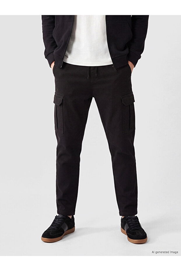 Black Regular Fit Men's Cargo Pants
