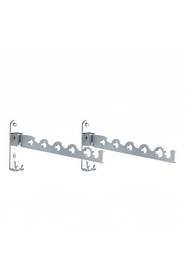 2-Pack Wall-Mount Clothes Racks - Foldable Wardrobe Rods - Clothes Drying Racks - bedrooms - & Laundry Rooms (Silver)