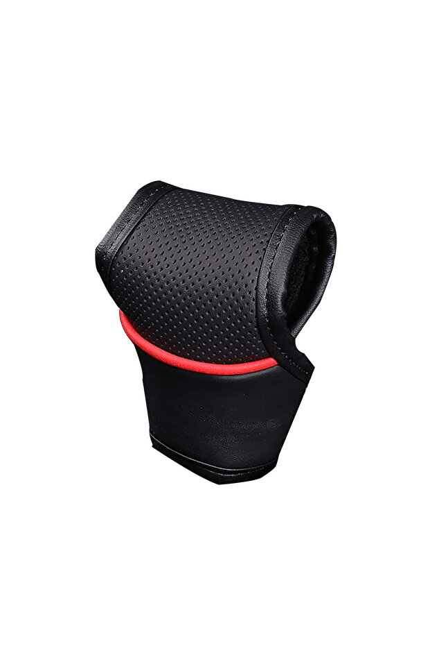Universal Car Gear Shift Knob Protective Cover with Velcro, Ball Joint Cover for SUVs, Trucks & RVs (Black with Red Edges)