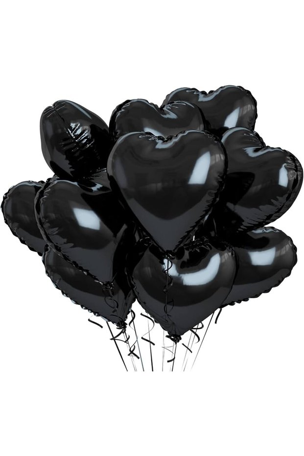 Black Foil Heart Balloon Compatible with Air and Helium 25cm High Quality