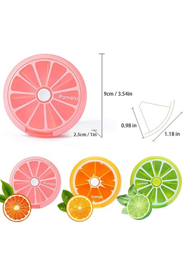 Pieces 7-Day Pill Box 9*9*2.5 cm Round Small 7 Compartments Medicine with Sturdy Closure Waterproof Portable Green Pink Orange Plastic