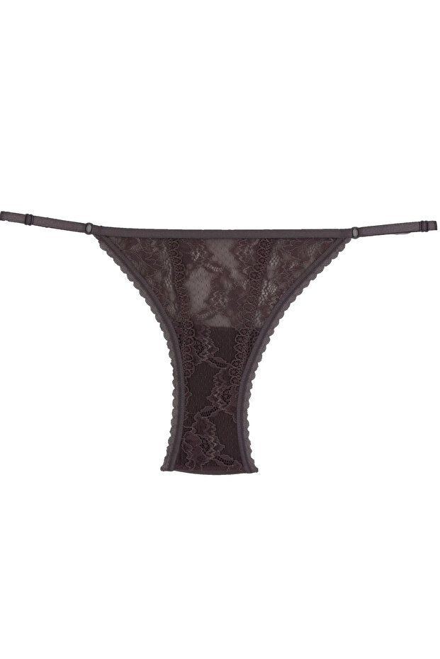 Magıcform Lace Detailed Drawstring Women's Slip Zinc Panties 724