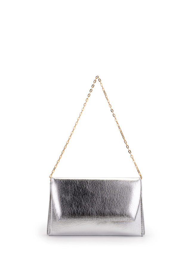 Envelope Cover Thin Women's Shoulder Bag Atlas Silver Patent Leather