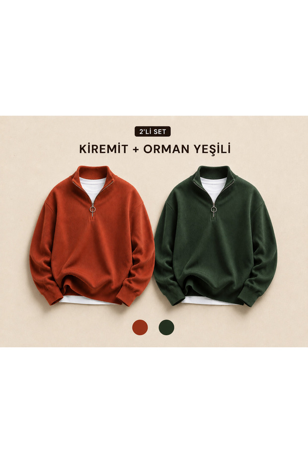 2-Pack Advantageous Men's Casual Half-Zipper Winter Knitwear Thessaloniki Sweater