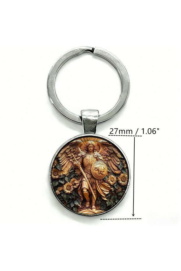 No. 7 1PC Saint Michael Key Chain Archangel Defeating Evil Templar Keychain Protective Cross Keyring