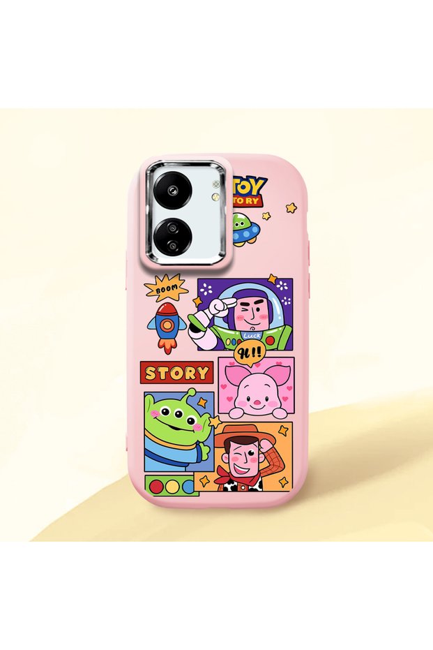 Poco C65 Compatible Shock-Absorbing Camera Protected Pink Silicone Case