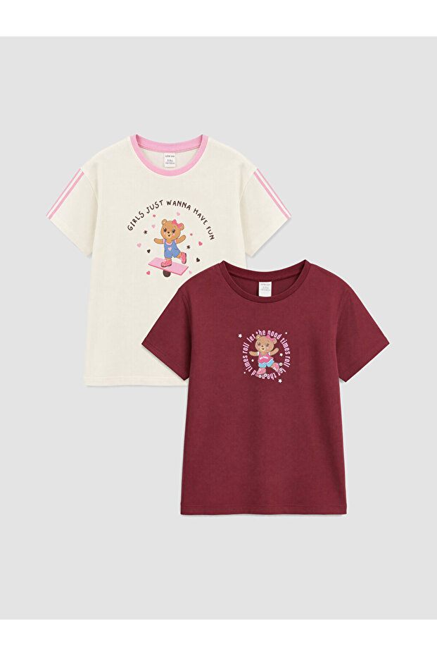 Esvab • Modern & Distinctive Zero Roba Collar Printed Girls' 2-Piece T-Shirt