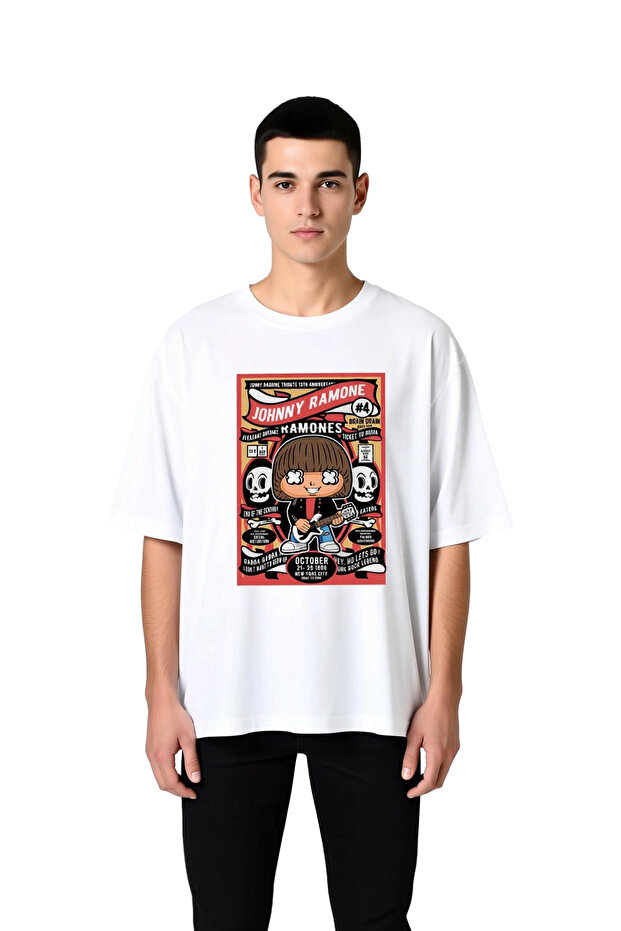 Rock Legend Music Tribute Design Printed Men's Oversize T-Shirt