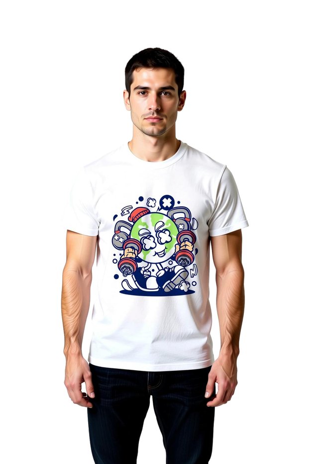 Men's Graphic Printed T-Shirt World Character Dumbbell Training Fitness Motivation Design Casual Comfortable