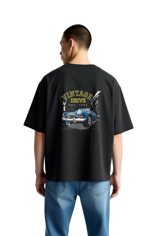 Vintage Driving Association Printed Men's Oversize T-Shirt
