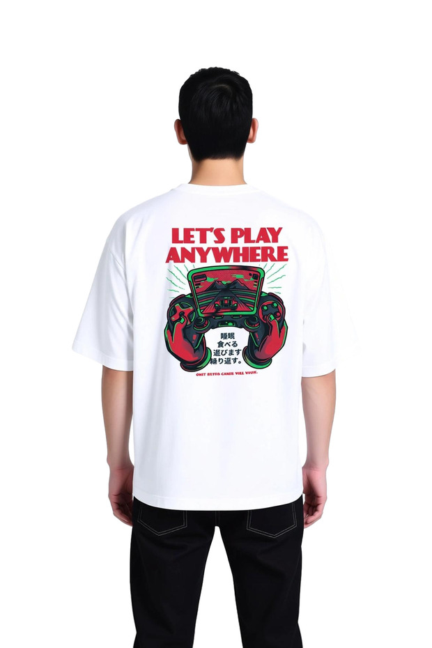 Printed Men's Oversize T-Shirt for Retro Gaming Enthusiasts