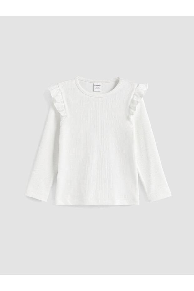 Crew Neck Ruffle Girl's T-Shirt
