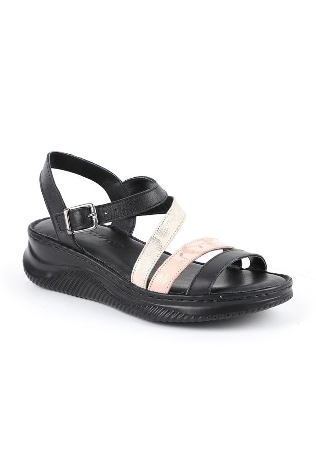 Women's Sandals Daily Genuine Leather Anatomical Padded Sole with Buckle 26Y-2535