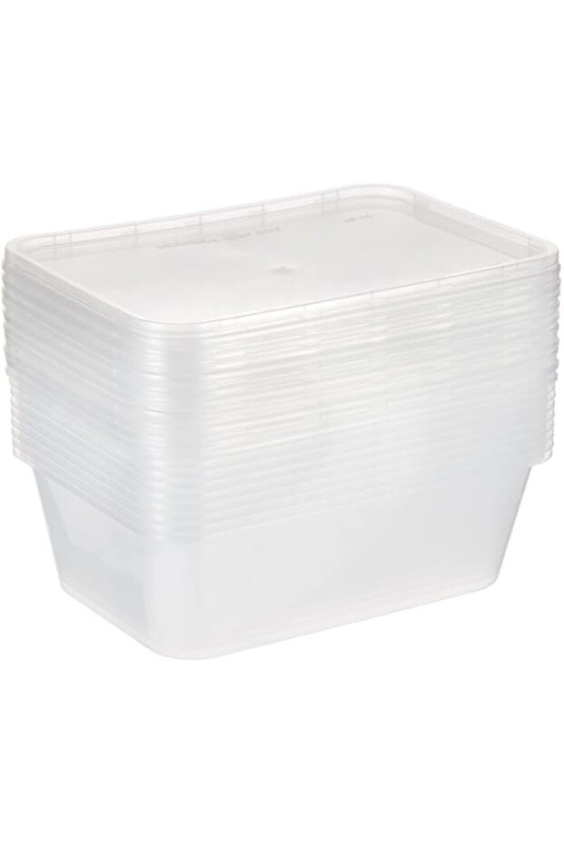 Disposable Twin Pack Food Storage Microwavable Container 750ml with Lid, 10 Pieces