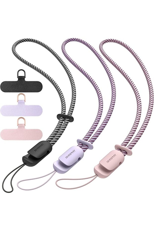 3 Pack Phone Strap with CellPhone Tether Tab, Phone Lanyard, CellPhone Wrist Strap with 2-Col