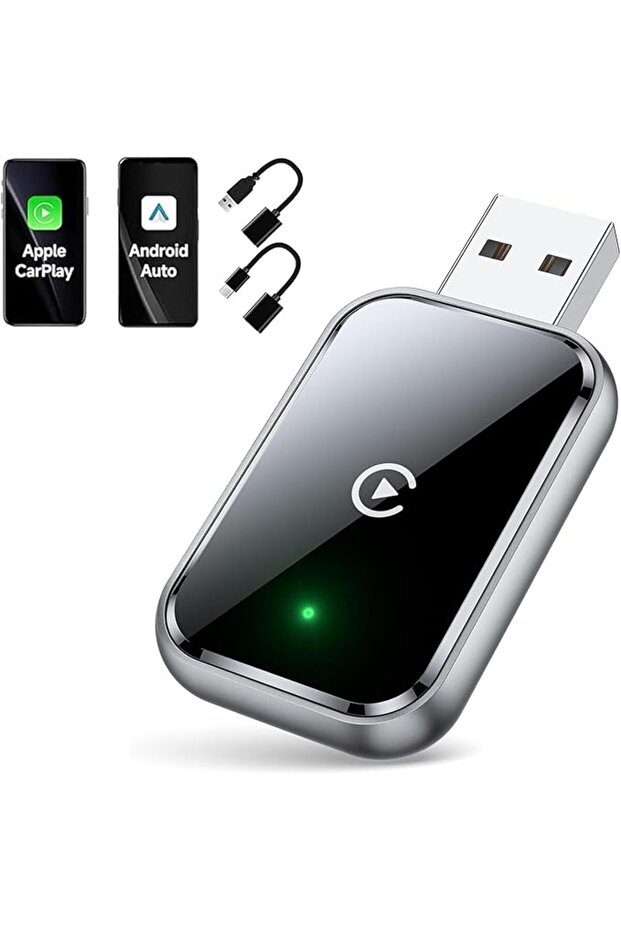 محول كاربلاي لاسلكي 2 في 1 ودونجل أندرويد أوتو لاسلكي، تصميم USB صغير لترقية نظام السيارة السلكي