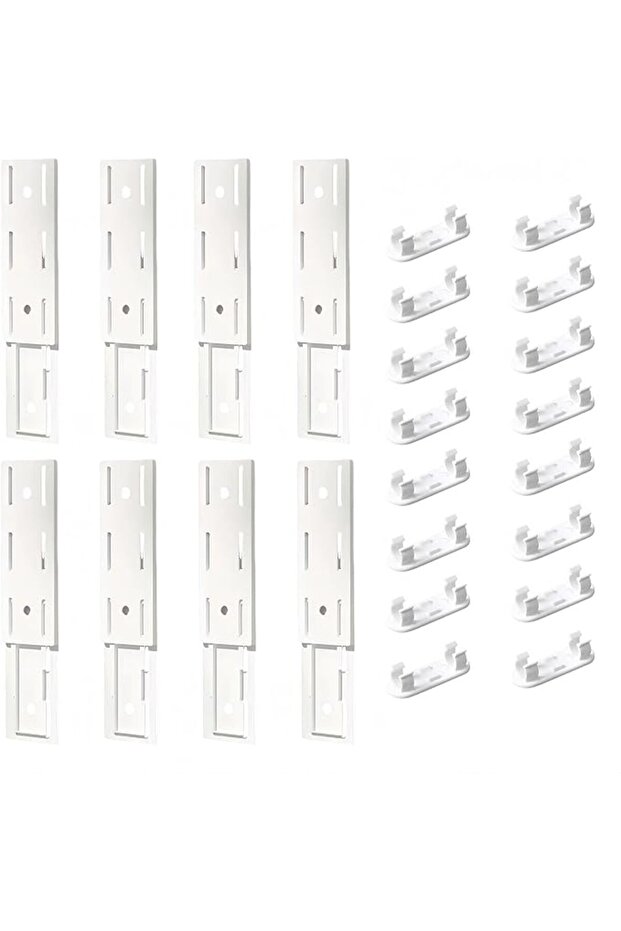 8 Pcs Wall Mounted Power Strip Holder – Self-Adhesive Socket Holder with 16 White Cable Clips, Punch