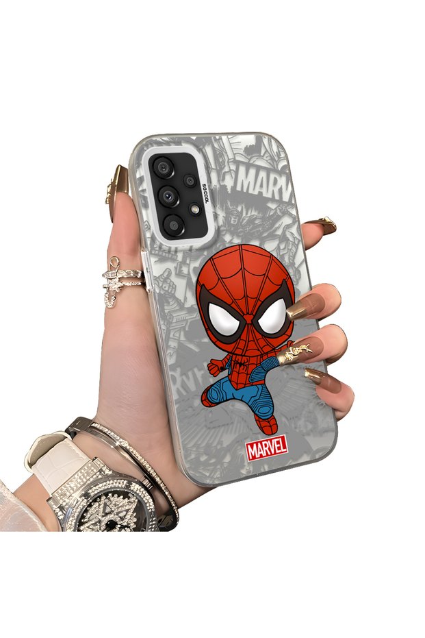 Samsung Galaxy A33 Compatible Spider Man Patterned Silicone Edge Hard Back Case Couple Phone Case