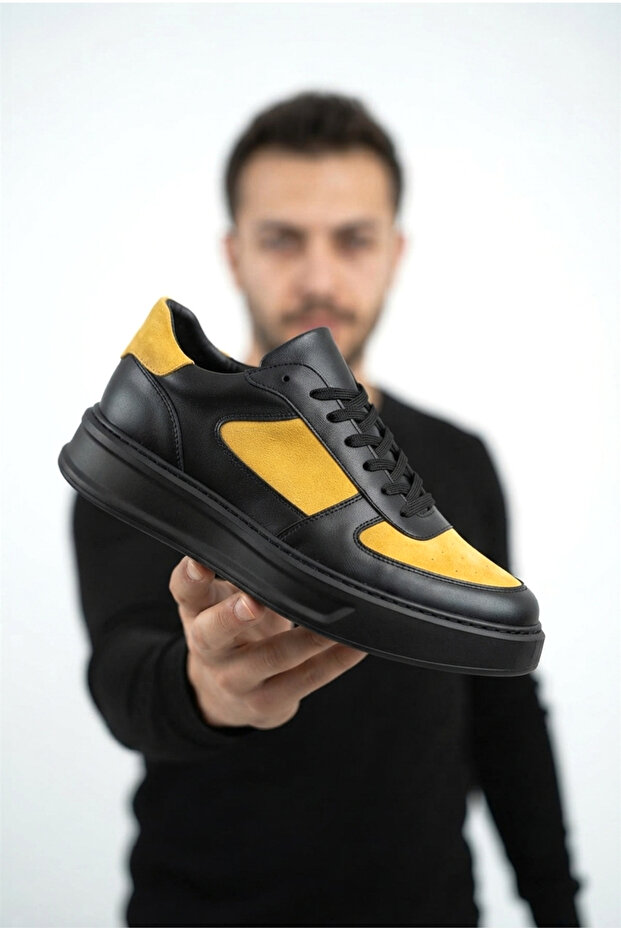 Zrk-X8 High Quality Thick Sole Black Yellow Casual Men's Sneaker