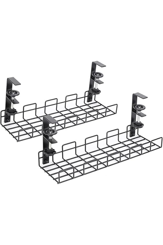 منظم كابلات تحت المكتب من قطعتين، صينية تخزين أسلاك للمكتب، رف إدارة الأسلاك الفولاذي