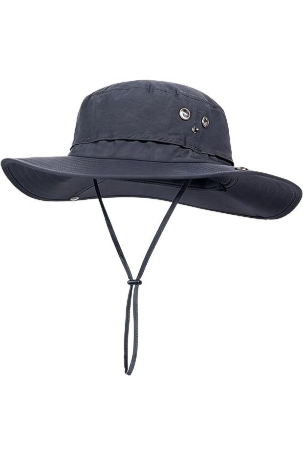 Fisherman hat dark grey 62-68cm breathable nylon UV foldable.