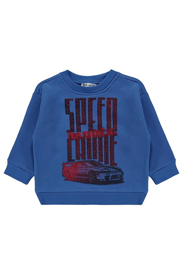 Speed Crime Printed Sweatshirt for 2-5 Years Old Km - Blue
