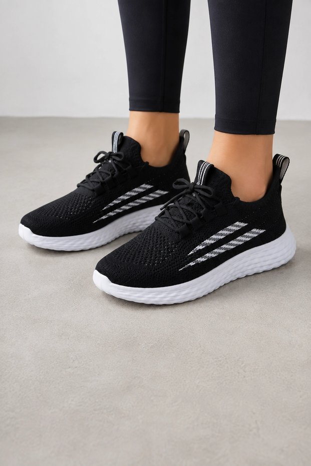 Kai Unisex Casual Sports Shoes – Lightweight and Flexible Sole Sneaker - Black