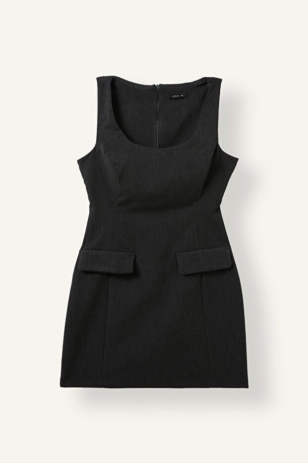 Square Neck Sleeveless Regular Waist Mini Dress I6409Ax26Au