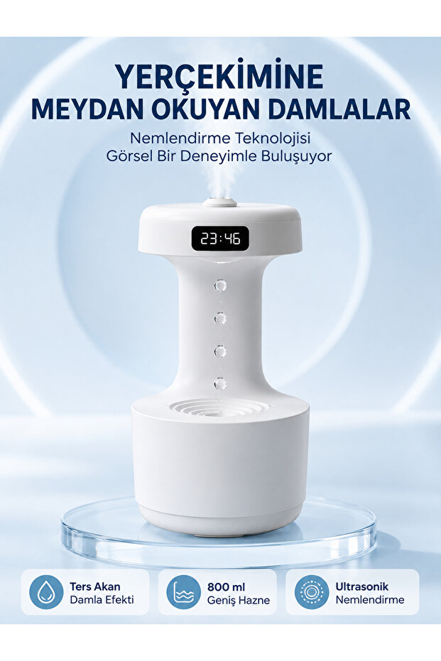Decorative Air Humidifier 800 ml Silent Aroma Diffuser with Anti-Gravity Water Effect