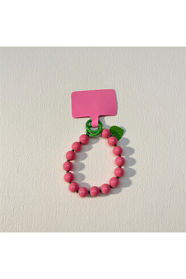 Dark Pink 1Pc Korean Cute Colorful Love Heart Bead Phone Pendant Charm Strap Cord Xyun For iPhone B