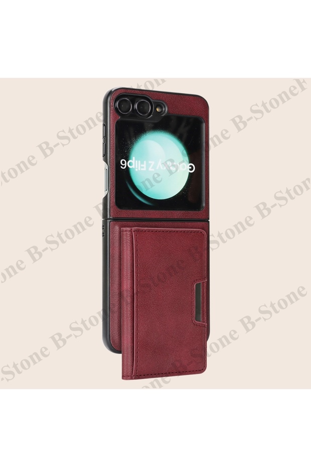 Galaxy Z Flip7 Red Wallet Leather Case For Samsung Galaxy Z Flip 8 7 6 5 4 3 Fe Flip8 Flip7 Cards Ba